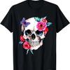 Gothic Blume und Schmetterling Spaß Rosen Skelett Gothic Totenkopf T-Shirt