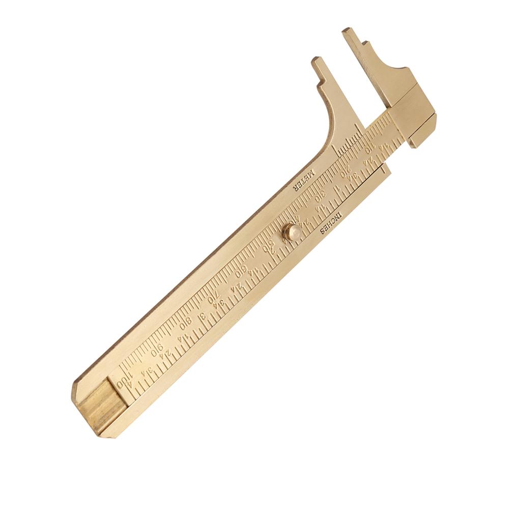 1pc Brass Sliding Gauge Vernier Caliper Ruler Measuring Tool Double Scales Mminch (100mm)