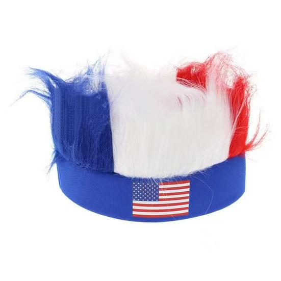 Novelty Patriotic Fuzzy Headband Independence Day Headband Comfortable Hair Accessory Creative Red White Blue Wig Hat Independence Day Empty Top
