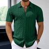 Men's Light Luxury Button-down Leisure Knitted Polo Shirt Popular Retro Solid Color Short Sleeve Chic Fashion Jacquard Knitwear