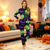 Family Matching Halloween Print Long Sleeve Pajama Set for Parents and Kids