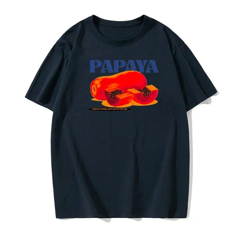T-shirt Estiva da Uomo Stampa Frutta Papaia Casual Moda Semplice T-shirt Girocollo Cotone Taglia Europea Top Versatile Estivo da Uomo