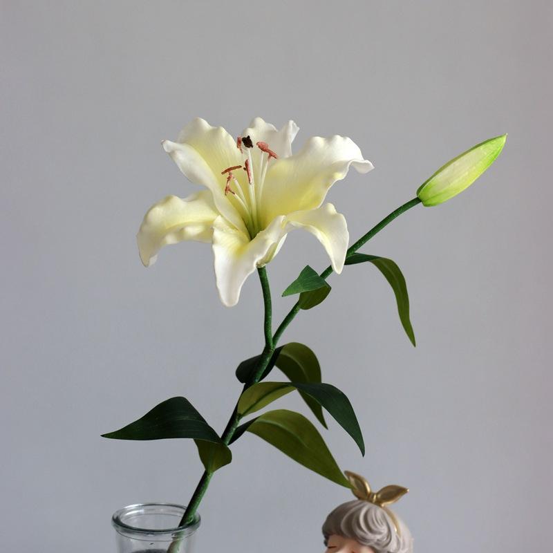 Two Lily Simulation Flower Set Living Room Dining Table Decoration False Flower Art Wedding Travel Photography Props