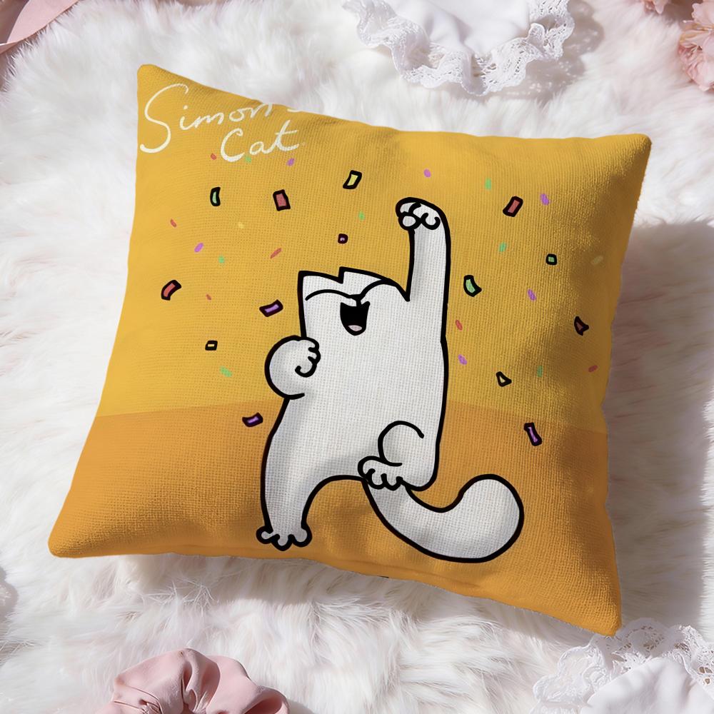 Cute Anime s-Simons Cat Cushion Cover Premium Comfort Reversible Pillow Cove -Two In One Design for Any Room & Car Interior