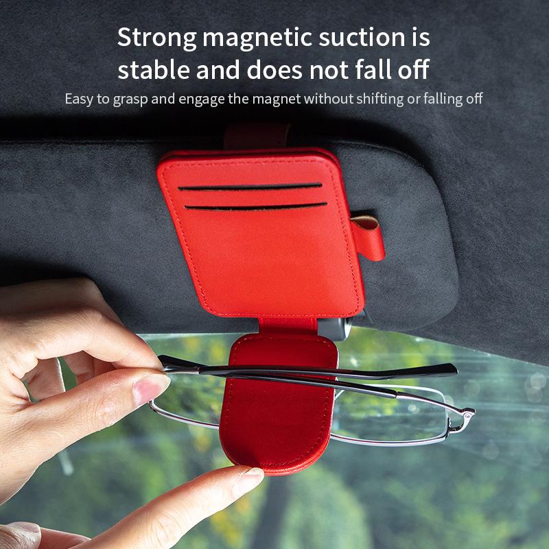 Auto Sonnenblenden Organizer Mehrfachtasche Leder Sonnenbrillenhalter Aufbewahrung Kartenhalter Karten IC Brillenclip Sonnenschutz Tasche Auto-Aufbewahrung