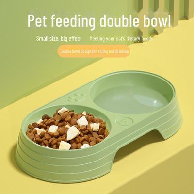 Anti-Knockover Double Cat Bowl – Food & Water Bowl with Auto Refilling