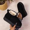 Women Winter Outdoor Snow Boots Plush Non-slip Mid-top Thick Sole Warm Platform Boots Thickened Fluff Solid Shoes for Women