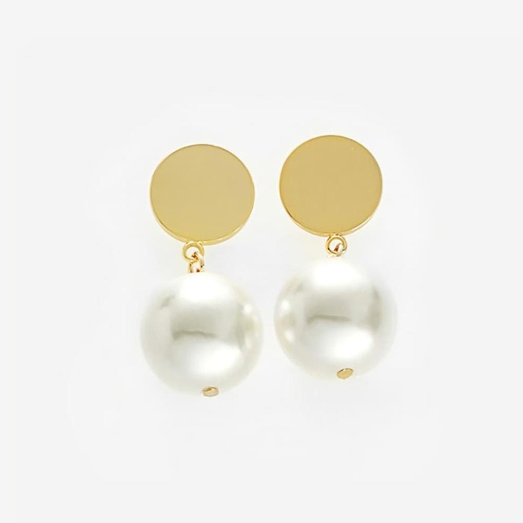 Earrings, chain, simple ball, unbalanced, point pendant
