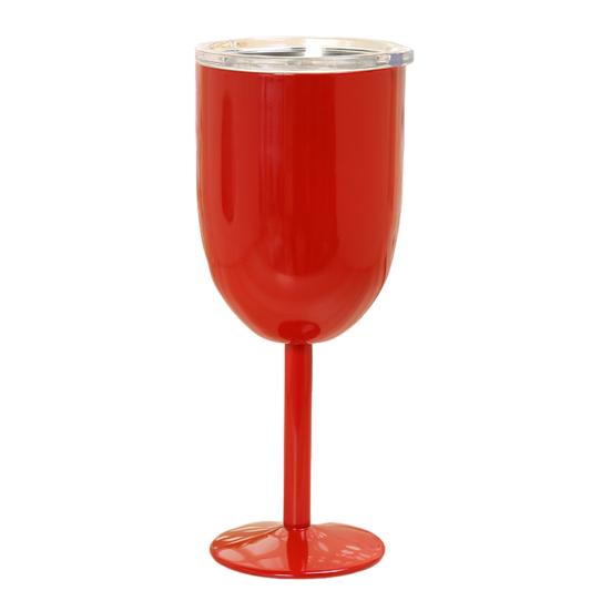 Verre à cocktail isotherme à double paroi de 28 cl, verre à pied haut avec couvercle, pour cocktails, vin, boissons froides, verre à vin en acier inoxydable