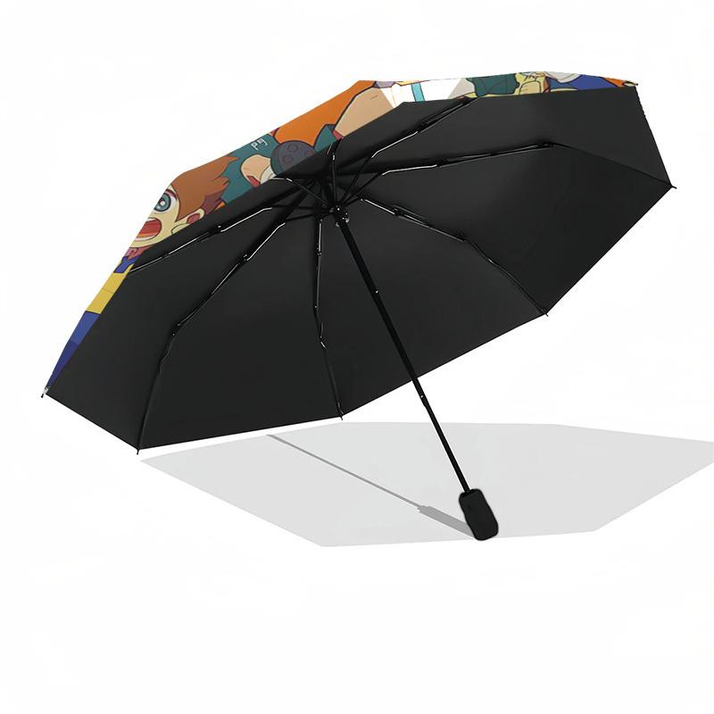 1pc Captain Tsubasa Outdoor Umbrella - Automatic Opening/Closing, Portable 3-Fold Design with 8-Rib Iron Frame - Perfect Gift for Fans, Travelers, Dai