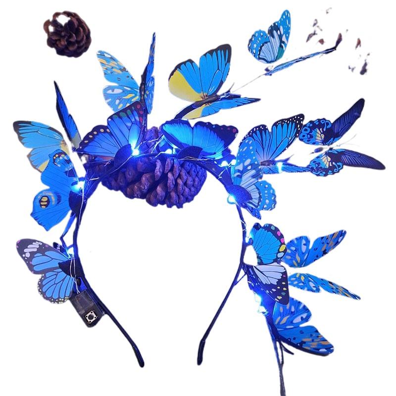 LED Colorful Headpiece Party Favors Butterfly Christmas Glowing Headband Wedding Birthday Hair Hoop