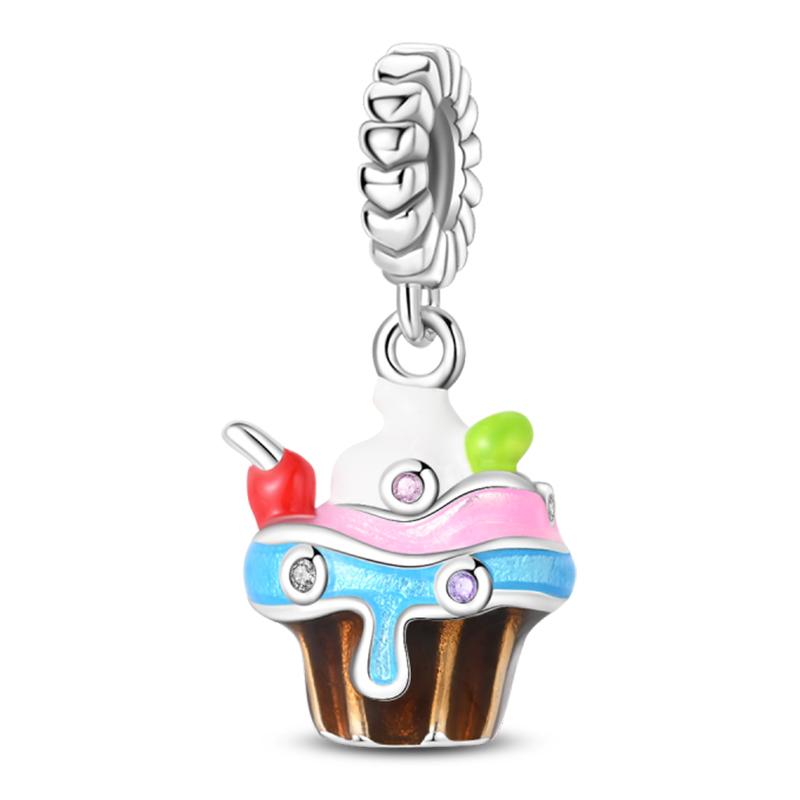 Fits Pan Braceletscopper Charms Color Strawberry Cherry Blueberries Fruit Sweet Original Diy Jewelry Birthday Fine Gifts