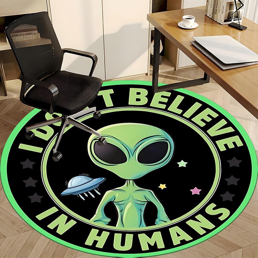 1PC Alien Pattern Chair Carpet for Office, Indoor Non-Slip Washable Carpet, Soft Comfortable Mat For Office Room yy250930082