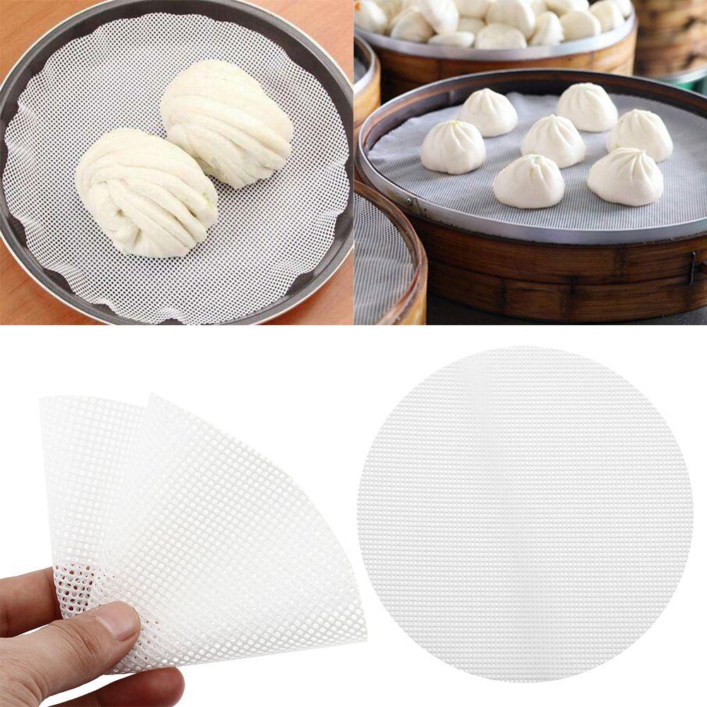 White Kitchen Accessories Non-Stick Silicone Mat Dim Sum Paper Cooking Tools Steamer Pad