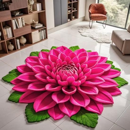 3D Çiçekli Yer Halısı Emici Geniş Çiçekli Alan Halısı Kaymaz Banyo Halısı Oturma Odası için Yatak Odası Halısı