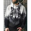 Wolf Graphic Men's 3D Print Pullover Streetwear Hoodies Dark Green Long Sleeve Hooded Spring & Fall Designer
