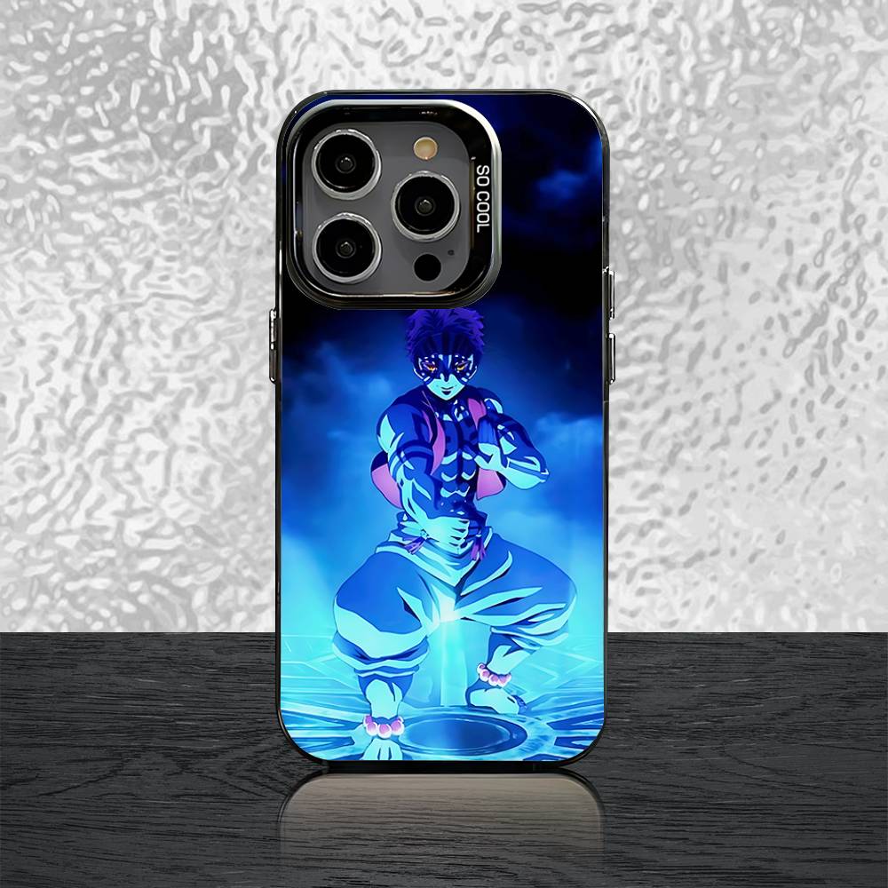 Coque D-Demon S-Slayer Château Infini Pour iPhone 16,15,14,13,12,11,Pro,XS,Max,Plus,Mini,SE Noir Bonbon Mat Housse antichoc