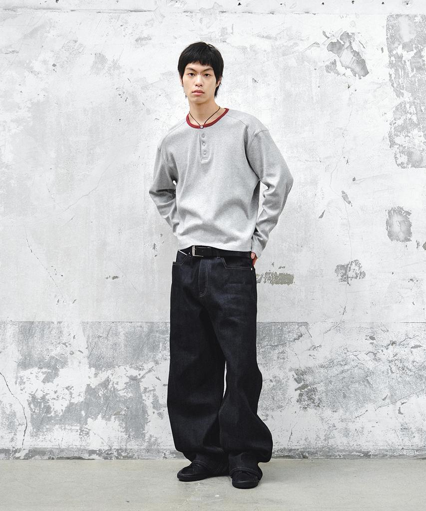 INTEMPOMOOD Coloring Henley Neck Long Sleeve: 2 Colors