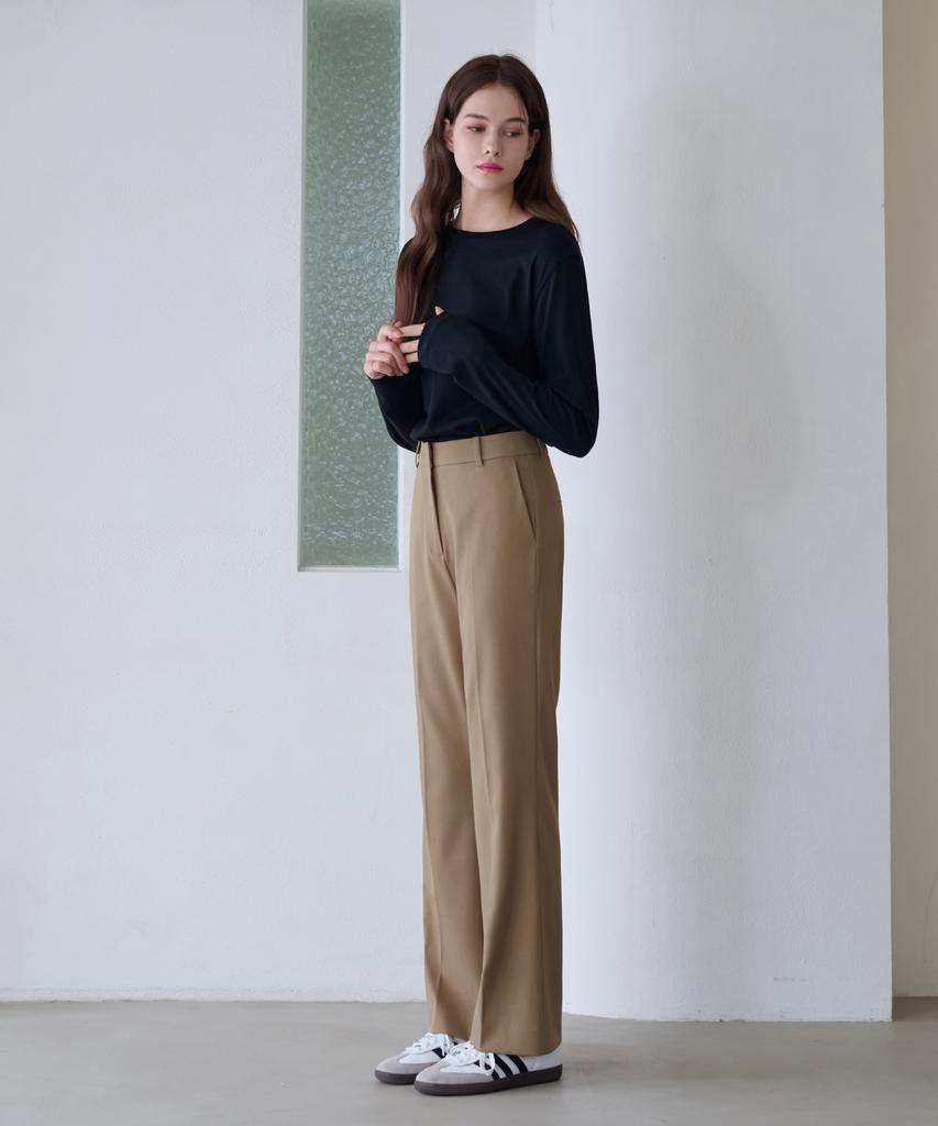 Deuloupisumeon Comfy Wool Straight Slacks [Black]