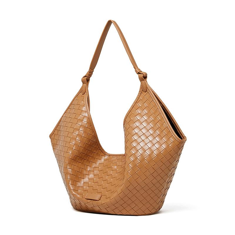 Leather Large-capacity Bag, Women's Foreign-style Cowhide Woven Pattern, Women's Class Commuter Bag