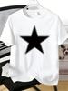 Unisexs Tee Simple White Five Pointed Star Graphic Print Cotton Short Sleeve Male Casual Streetwear Outdoor Daily Basic Fashion Top