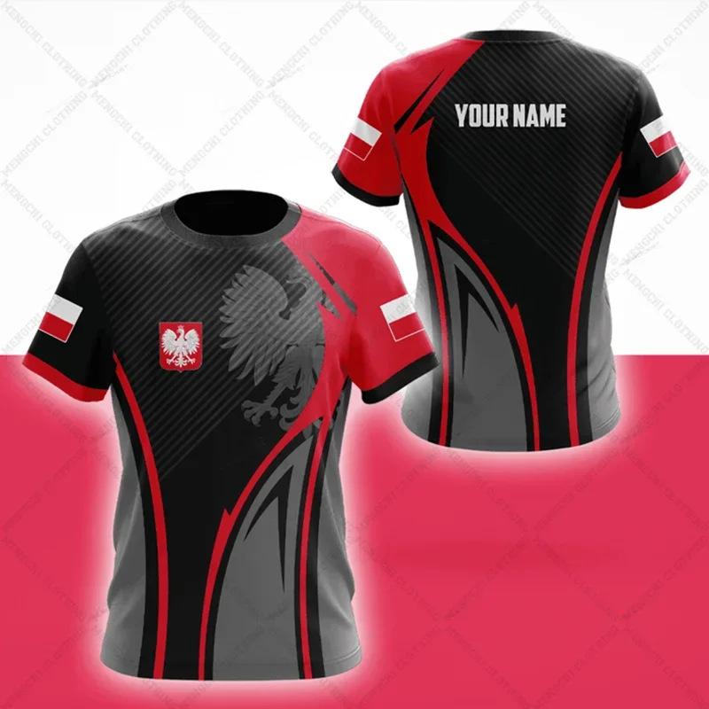 Custom Poland Eagle Emblem Short Sleeve T-Shirt, Casual Sporty Tee
