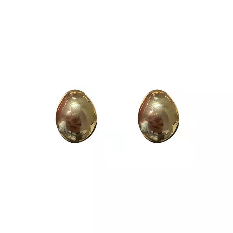 Glossy Semi-Circular Brass Earrings - Stylish High-End Fashion Jewelry for Women