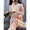 Lace Lace Advanced Sense Pajamas Light Luxury Golden Velvet Pajamas for Women Autumn and Winter Temperament Home Dress Set