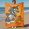 1pc Tom Jerry Cartoon Outdoor Blanket - Throw Blanket, Soft , Flannel Blankets, Living Room, Travel, Camping-1102143