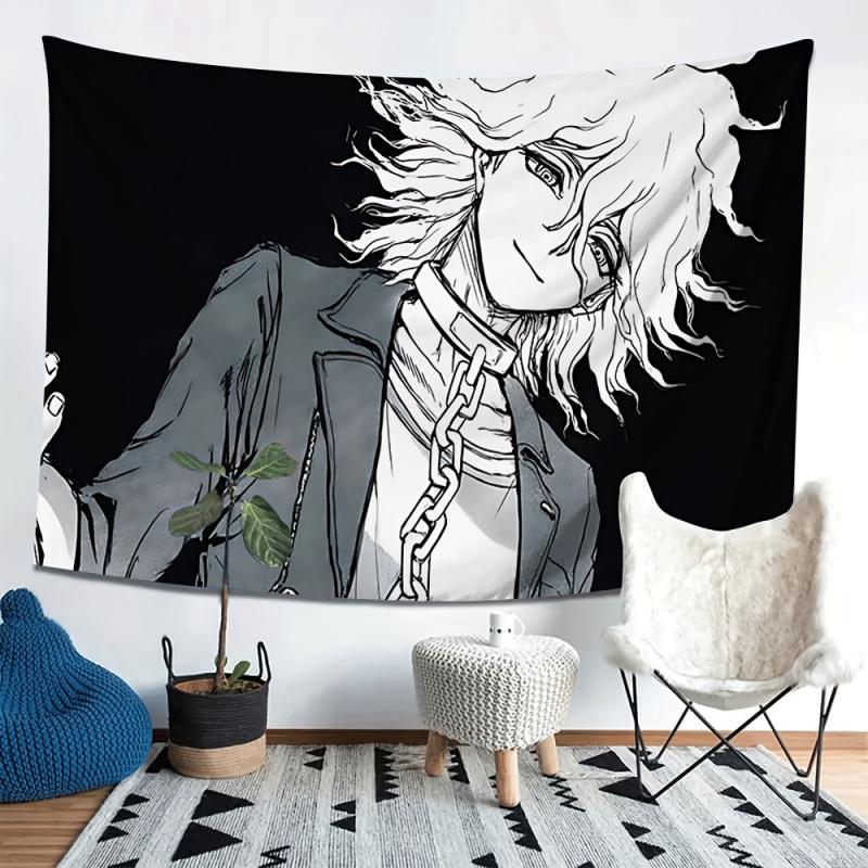 VIKAMA Black And White Line Draft Tapestry Dark Anime Dynamic Atmosphere Sense ESports Room Home Decoration