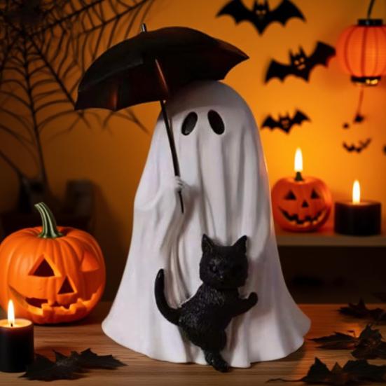 Halloween Decoration Ghost Wear Glasses Resin Statue Fine Craftsmanship Tabletop Ornament Home Decor