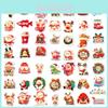 Original 50 Christmas Party Stickers Cute Cartoon Designs Colorful Waterproof Adhesive