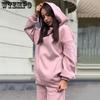 Solid Hooded Sweater Trousers Two Piece Set Women's Fashion Loose Casual Sportswear In Autumn and Winter Streetwear Workout Sets