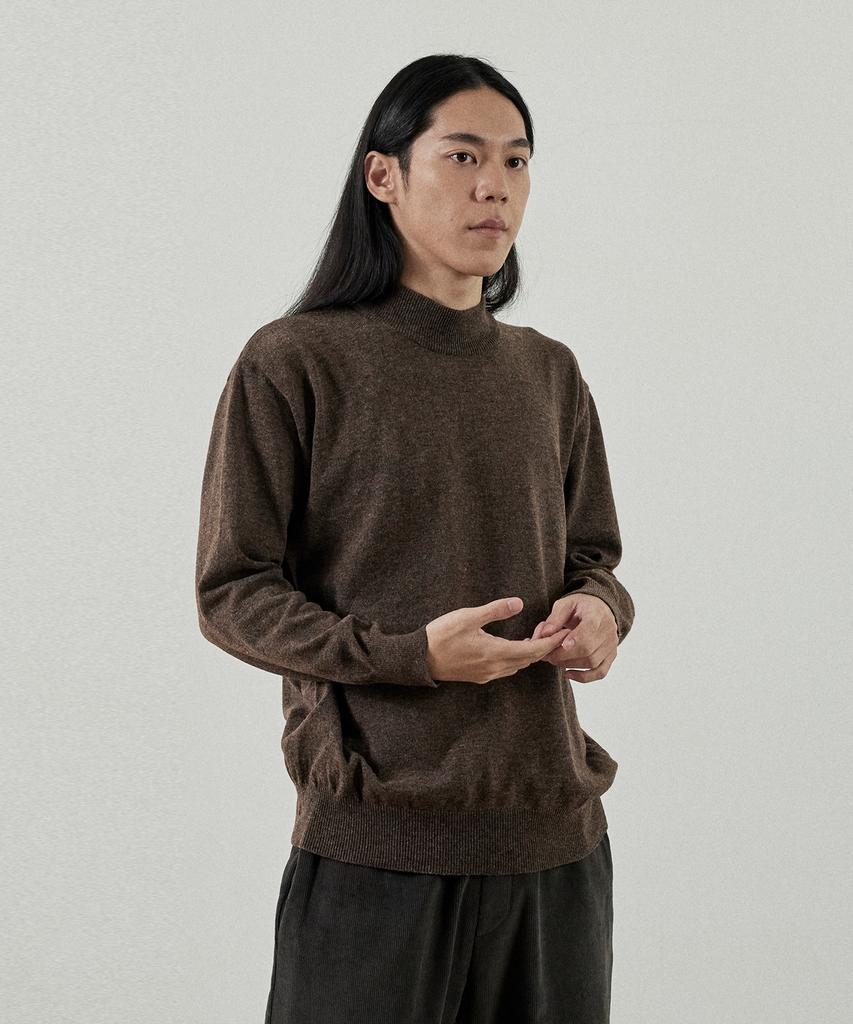 Analog Mood-Like Semi-Half Turtleneck Knit (Brown)