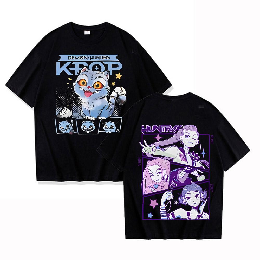 Anime KPop Demon Hunters T-shirt Harajuku O-neck Casual Shirt Gift High Quality Cotton T-shirts