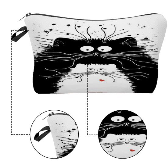 Cosmetic Bag 3D Print Portable Square Large Capacity Multipurpose Travel Handbag for Vacation