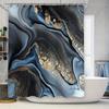 Luxury Blue Gold Black Shower Curtain with Marble Print, Waterproof Bathroom Decoration for Home Decor Modern Style Bath Accesso
