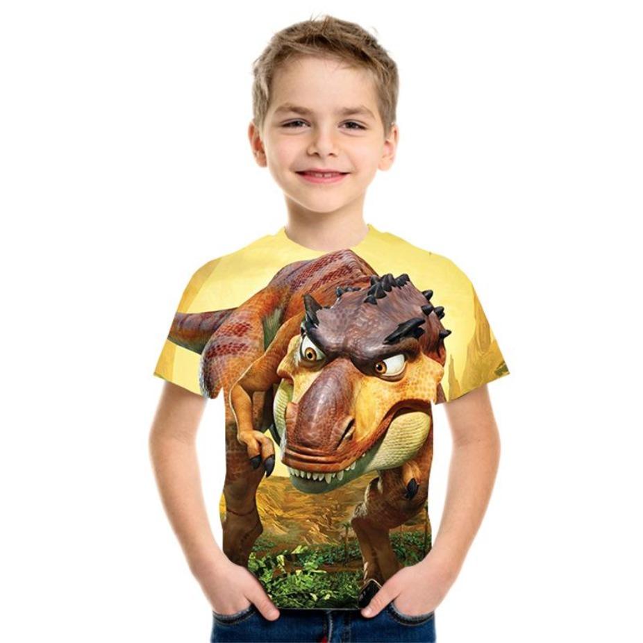 Dinosaur Kids T-shirts O Neck Tops Polyester Casual Sportwear Comfortable Tees Short Sleeve 3d Print T Shirt
