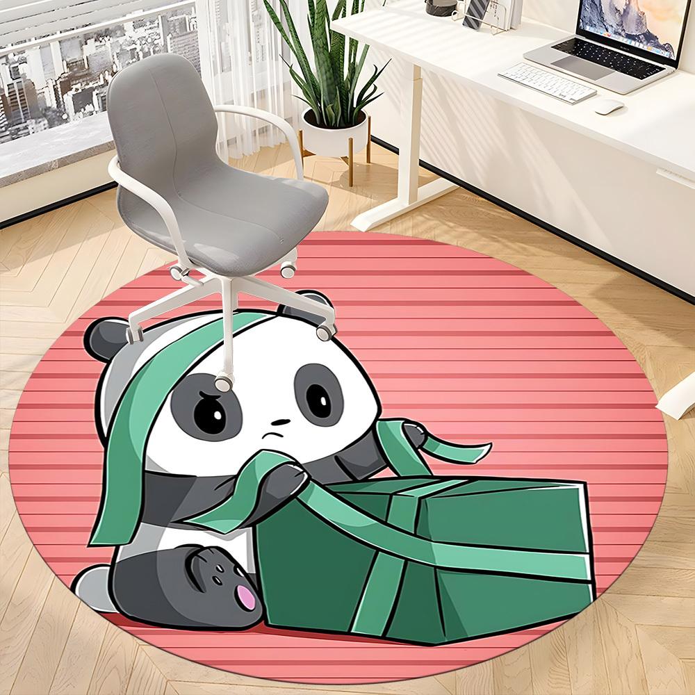 1pc Panda Package Office Round Area Rug, Indoor Mat Suitable For Office, Under Office Chairs Bedroom Living Room Home Decor, Room Deco