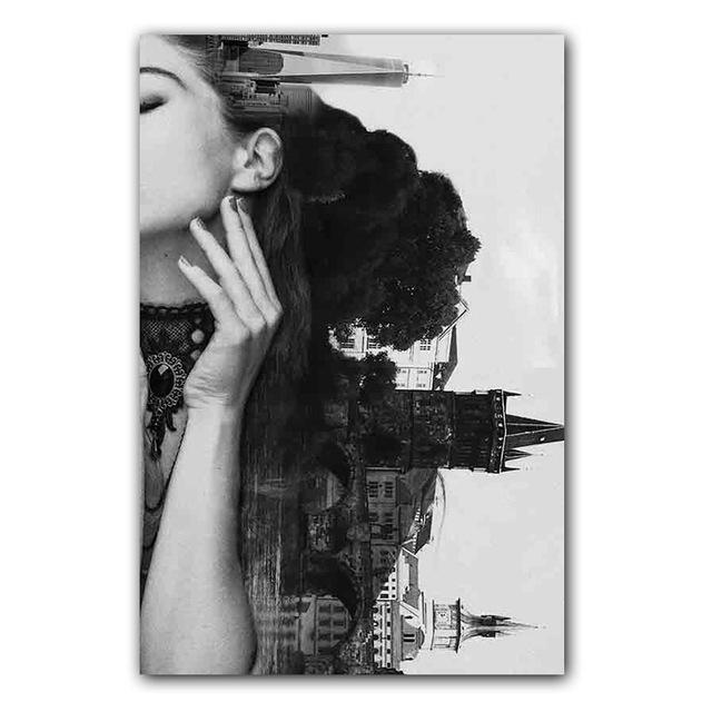 Peinture à l'huile sur toile abstraite, paysage, déesse, noir et blanc, cadeau, affiche, salon, décoration de la maison, peinture murale, sans cadre