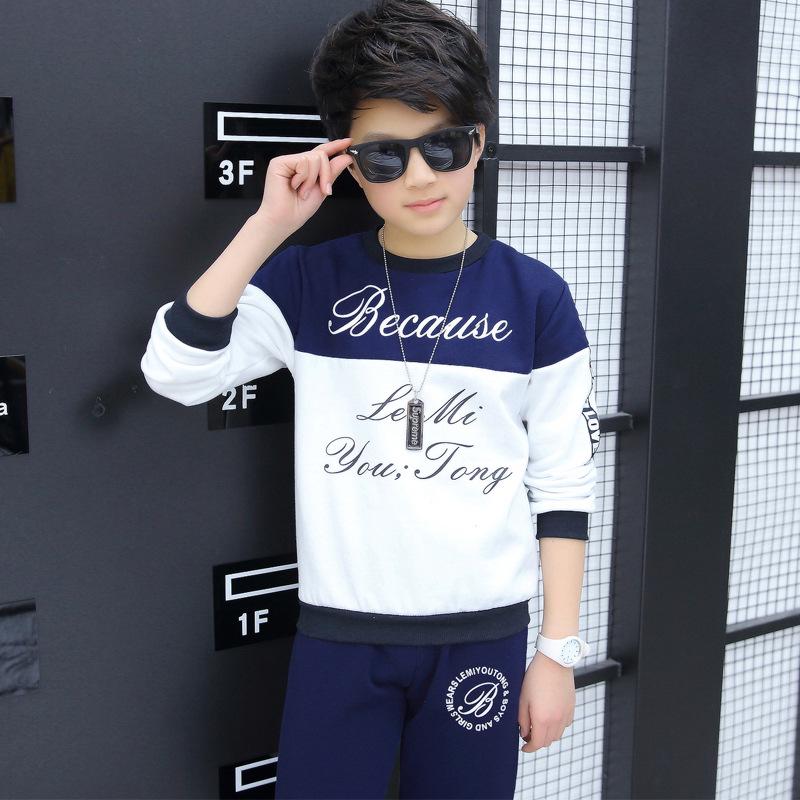 Fashion Kids Boys Two-piece Sports Suits Casual Printed Spring Autumn Sets Tops and Pants