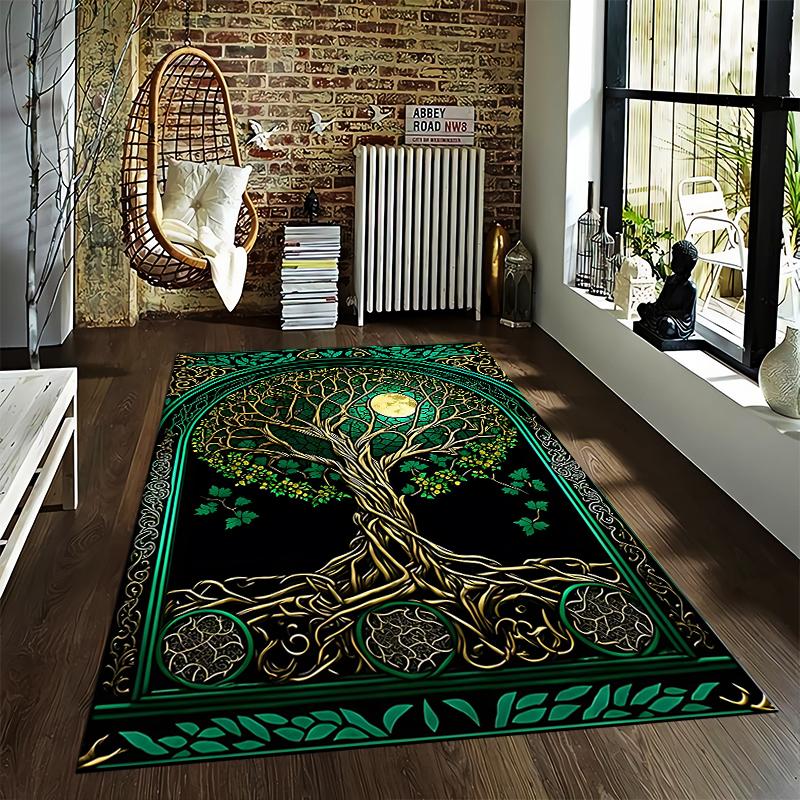 Mondlicht Lebensbaum Teppich, Elegantes Dekor-Design Geeignet für den Einsatz als rutschfeste Spielmatte für Wohn- und Schlafzimmer Sofas