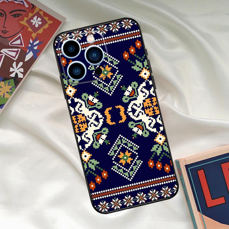 Ukraine Ornament Pattern Case For iPhone 16 15 14 Pro Max Cover For iPhone 16 15 11 12 13 Pro Max Mini XS X XR Plus Capa