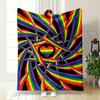 Interwoven Rainbow Ribbons Forming a Central Heart Shape On a Black Background. for All Seasons Blanket Lunch Break Throw Gift