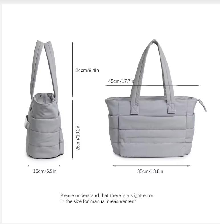 Damen Bubble Tote Bag Baumwolle Gepolstert Damen Quilting Puffy Handtasche Schulter Shopper Einfarbig Henkeltasche Vielseitige Alltagstaschen