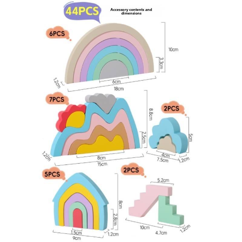 Kreative Holz-Regenbogen-Bausteine für frühes Lernen und pädagogisches Spielzeug für Kinder