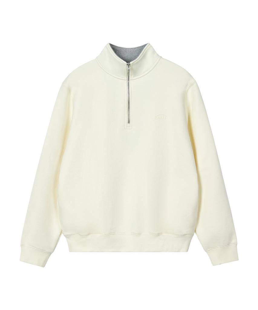 EMIS Mono Logo Half-Zip Sweatshirt-Cream