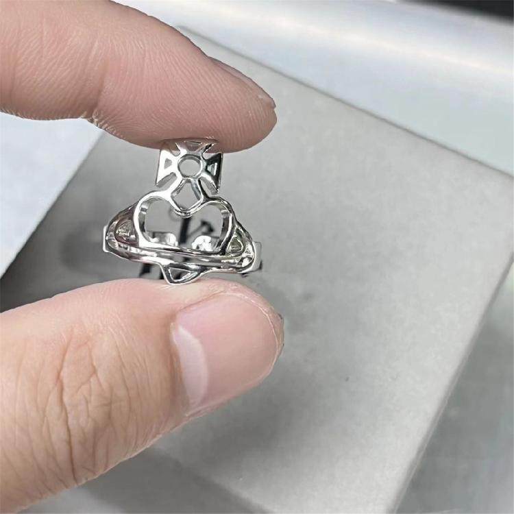 Handcrafted Hollow Heart Adjustable Ring Lightweight Copper Jewelry Adjustable Punk Rings For Women Vintage Design