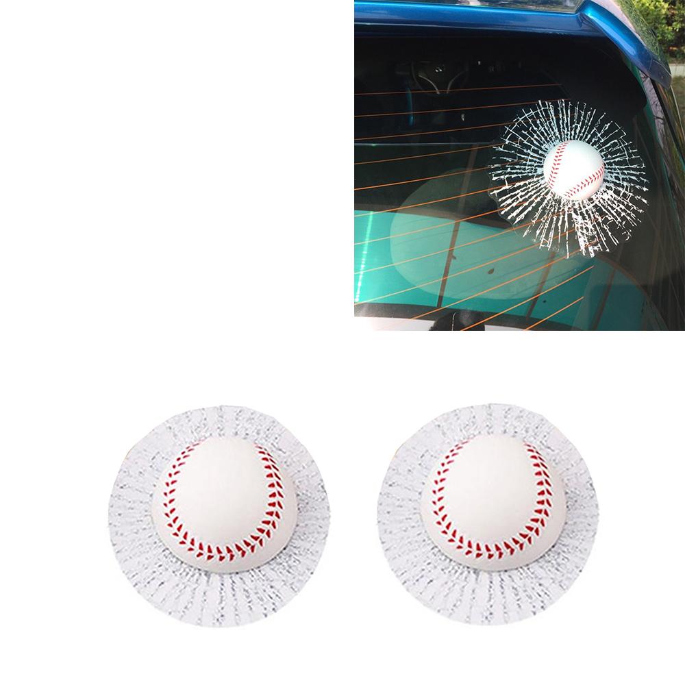 2 szt. Naklejki na szybę samochodową 3D Symulacja Piłka baseballowa Uderzenie Pęknięcie Naklejki