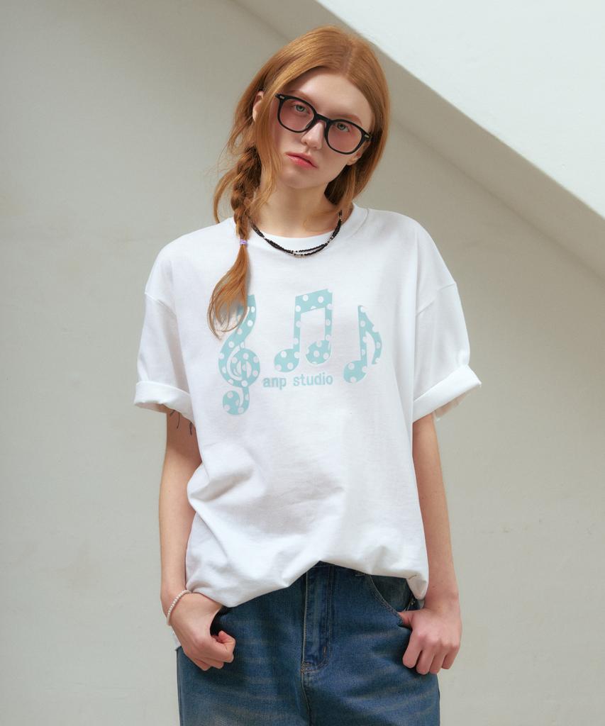 NP STUDIO Sound Note Oversized Short Sleeve T-Shirt [ 2 Colors ]